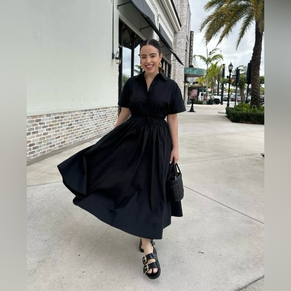 J.Crew Elena shirtdress in cotton poplin in black